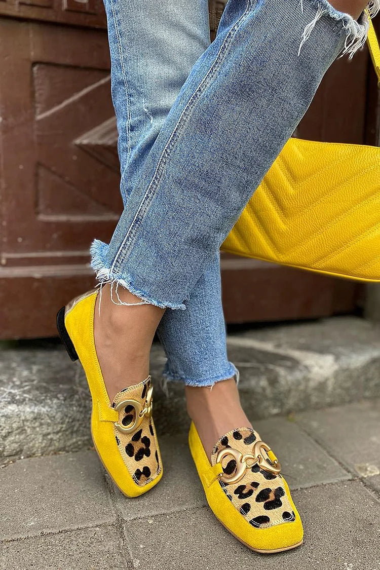 Dahlia™ | Yellow Loafer with Animal Print Detail