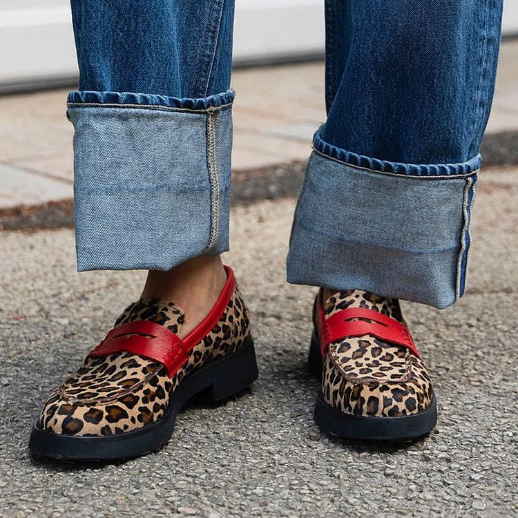 Isolde™ | Leopard Red Loafer