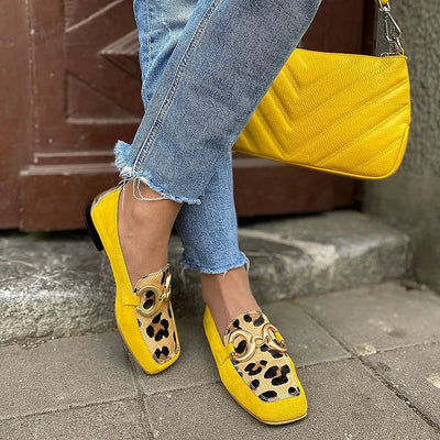Dahlia™ | Yellow Loafer with Animal Print Detail