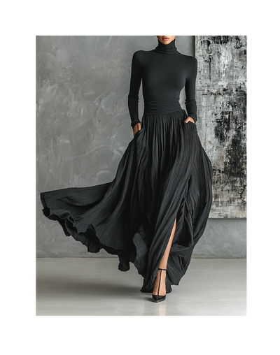 Sandra™ | Black Pleated Dress