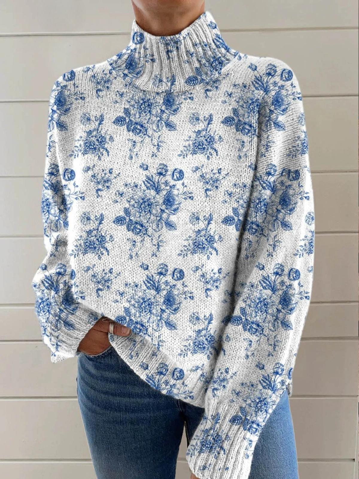 Selene™ | Artistic Floral Turtleneck