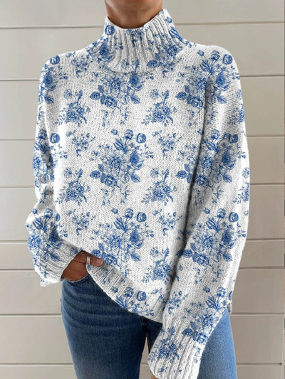 Selene™ | Artistic Floral Turtleneck