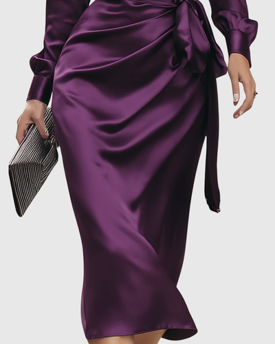 Blair™ | Satin Wrap Midi Dress