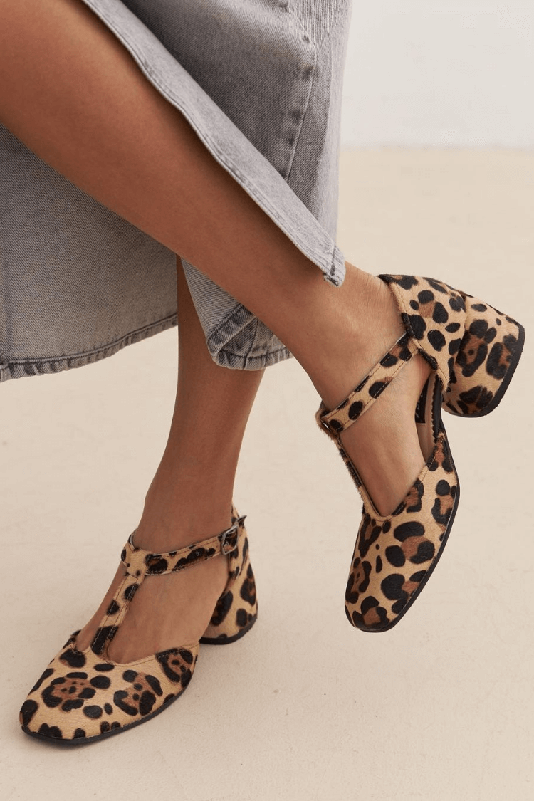 Camille™ | Leopard T-Strap Block Heels