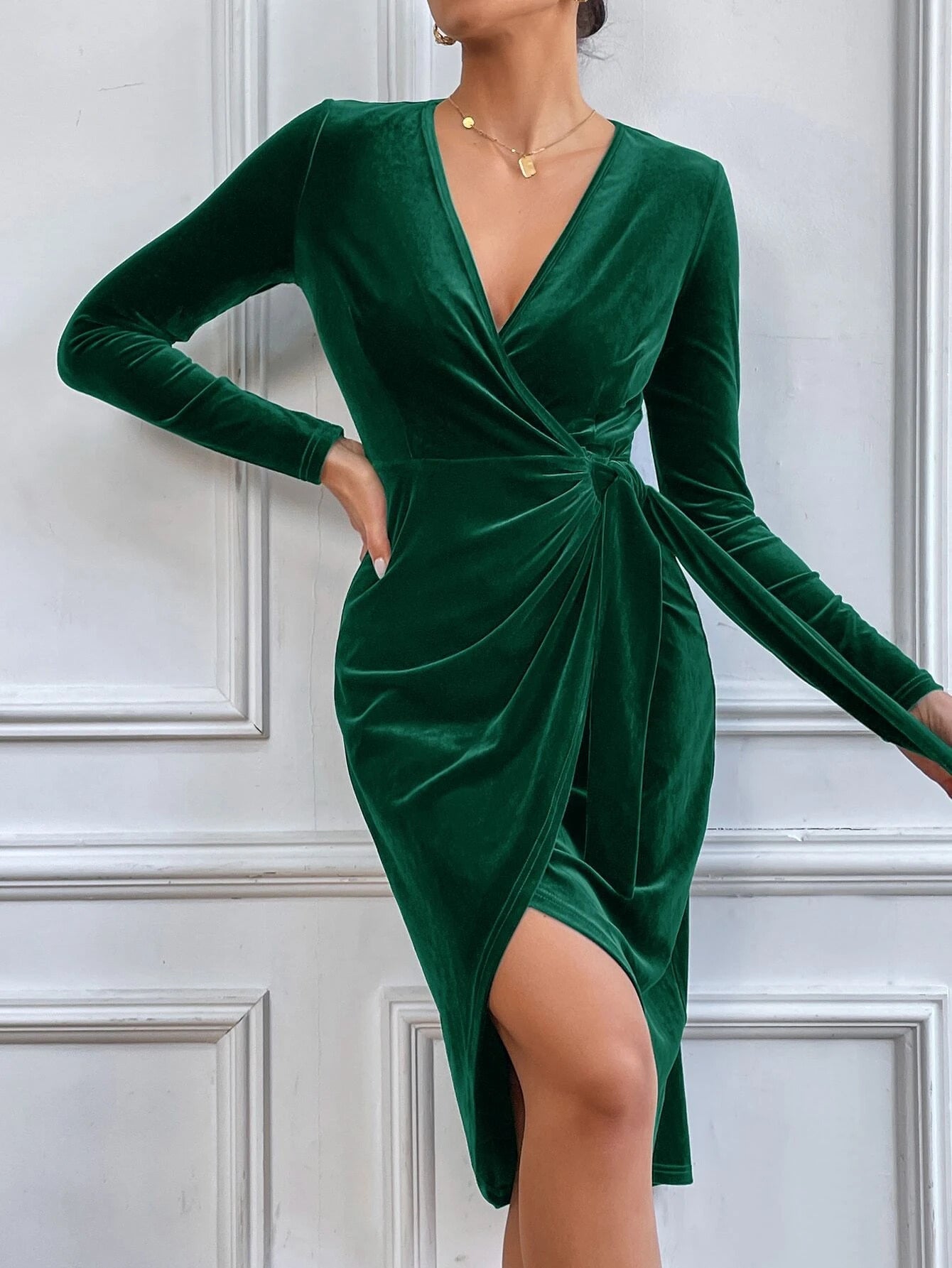 Ruby™ | Velvet Wrap Midi Dress