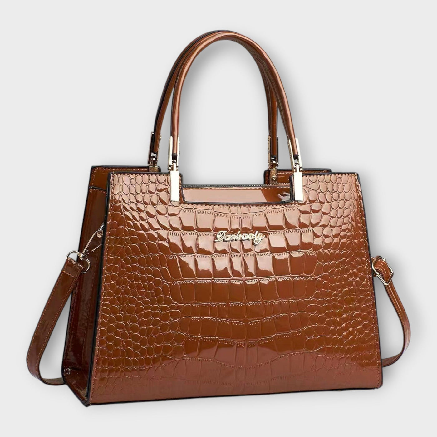 Zoey - Glossy Crocodile Pattern Handbag