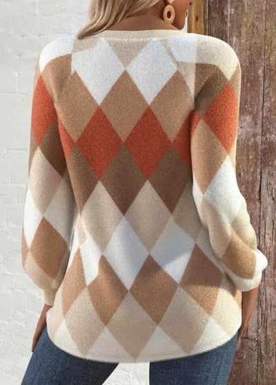 Sloane™ | Checkered Knit Top with Button Accents