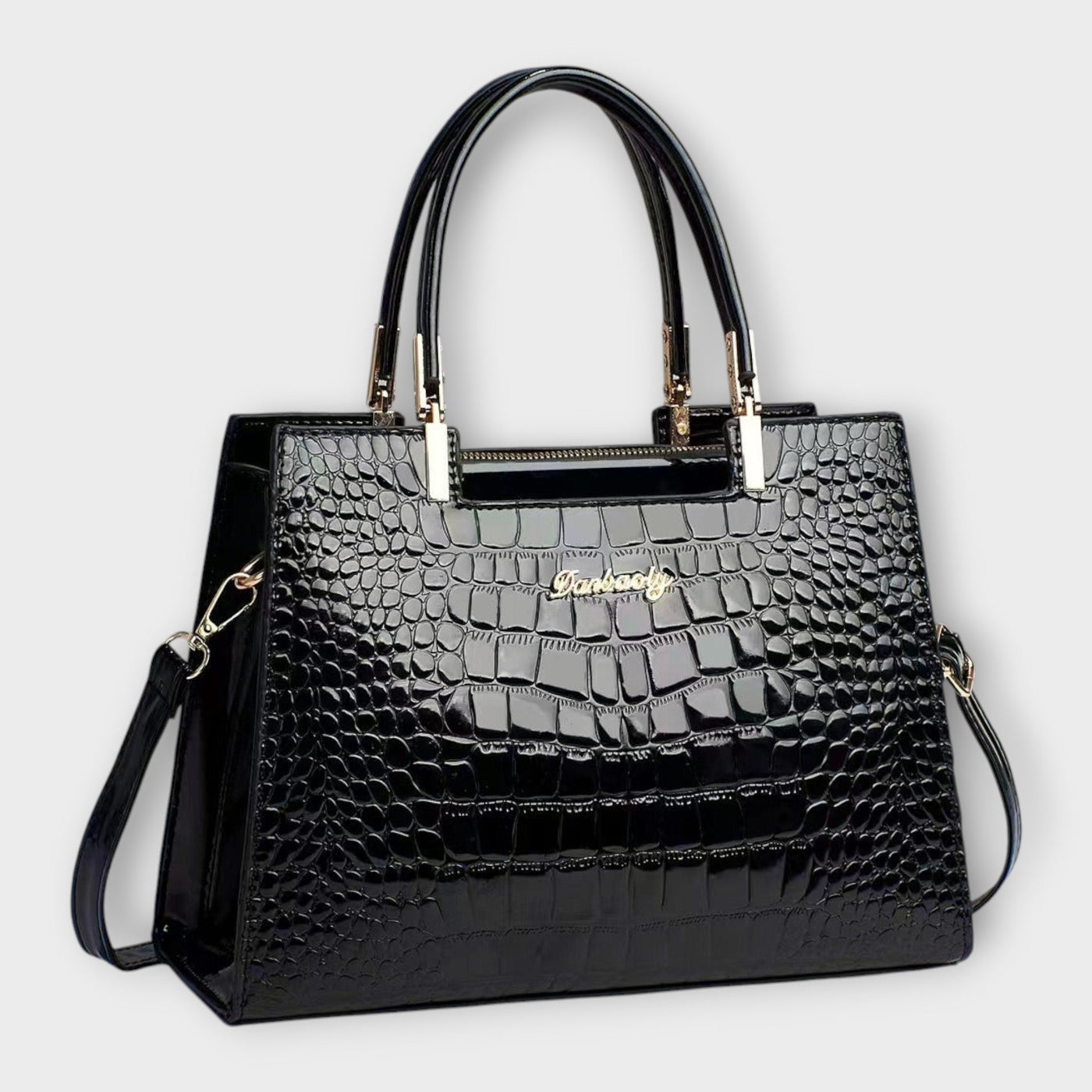 Zoey - Glossy Crocodile Pattern Handbag