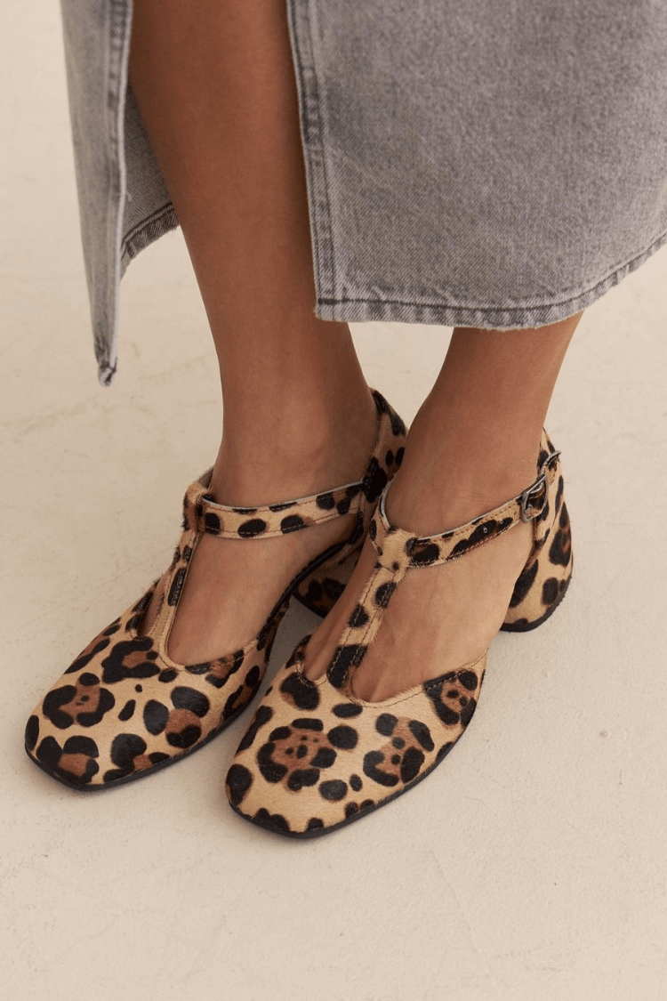 Camille™ | Leopard T-Strap Block Heels