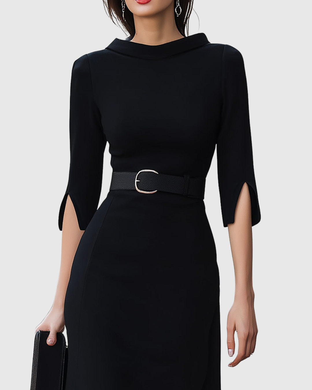 Rosalind™ | Classic Black Midi Dress