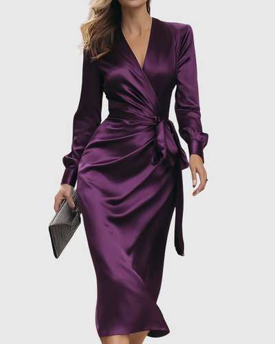Blair™ | Satin Wrap Midi Dress
