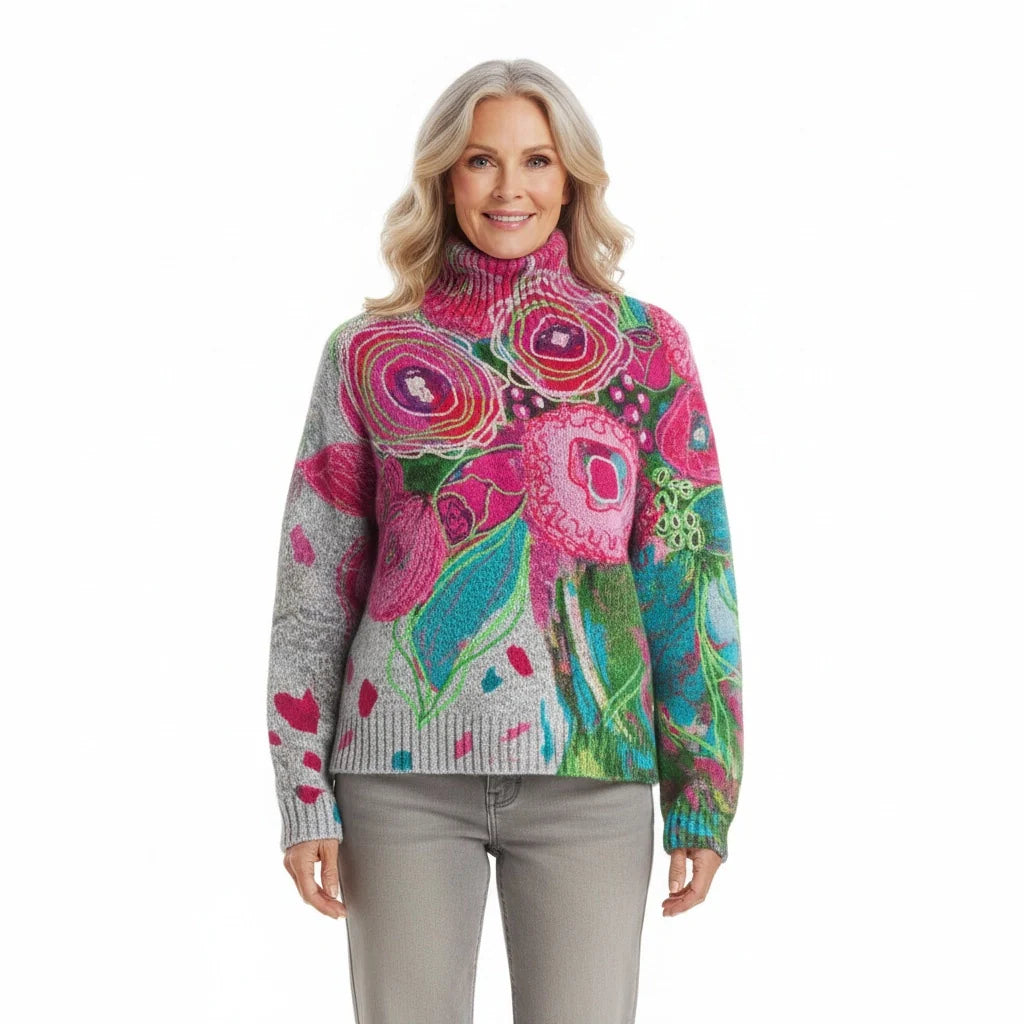 Sienna™ | Floral Art Knit Sweater