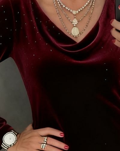 Riley™ | Shimmer Velvet Straight-Cut Dress