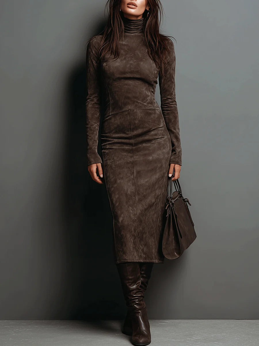 Tessa™ | Suede-Effect Midi Dress