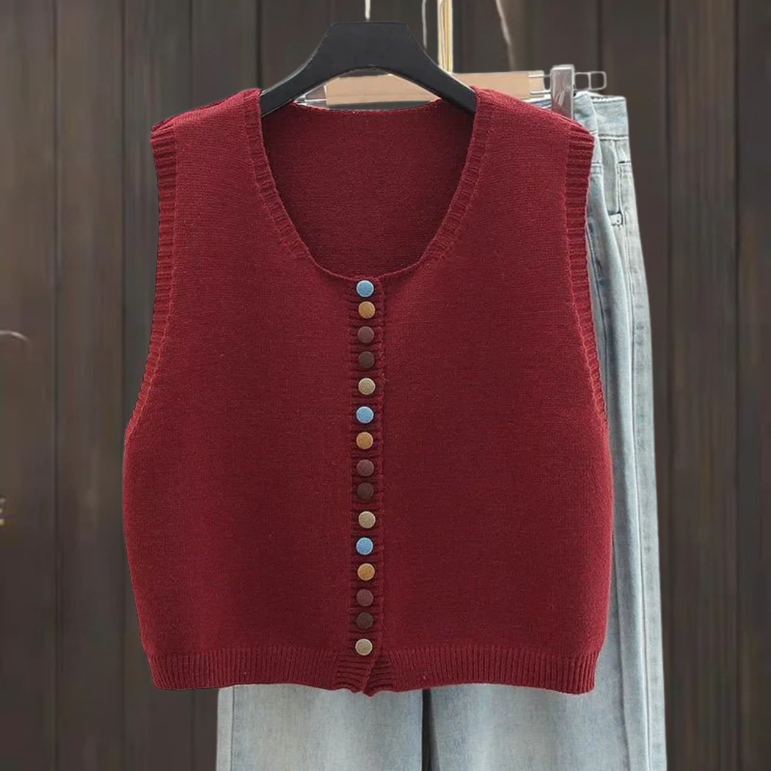 Dahlia™ | Color-Button Knit Vest