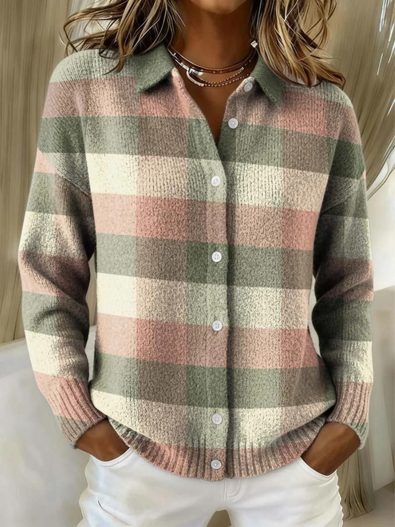 Brielle™ | Checkered Knitted Cardigan