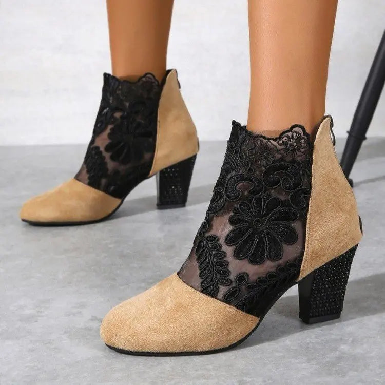 Sienna™ | Elegant Lacy High Heels Boots