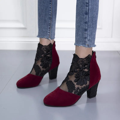 Sienna™ | Elegant Lacy High Heels Boots