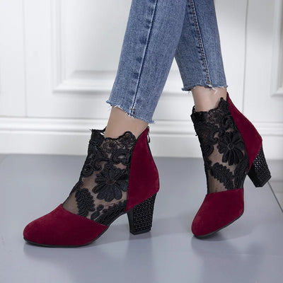 Sienna™ | Elegant Lacy High Heels Boots