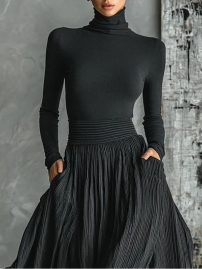 Sandra™ | Black Pleated Dress