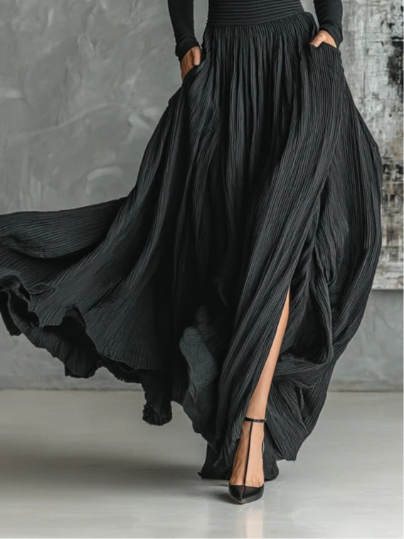 Sandra™ | Black Pleated Dress