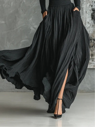 Sandra™ | Black Pleated Dress