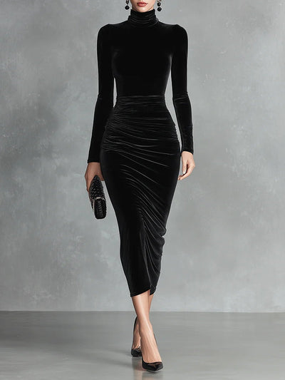 Zoey™ | Velvet Sculpt Midi Dress