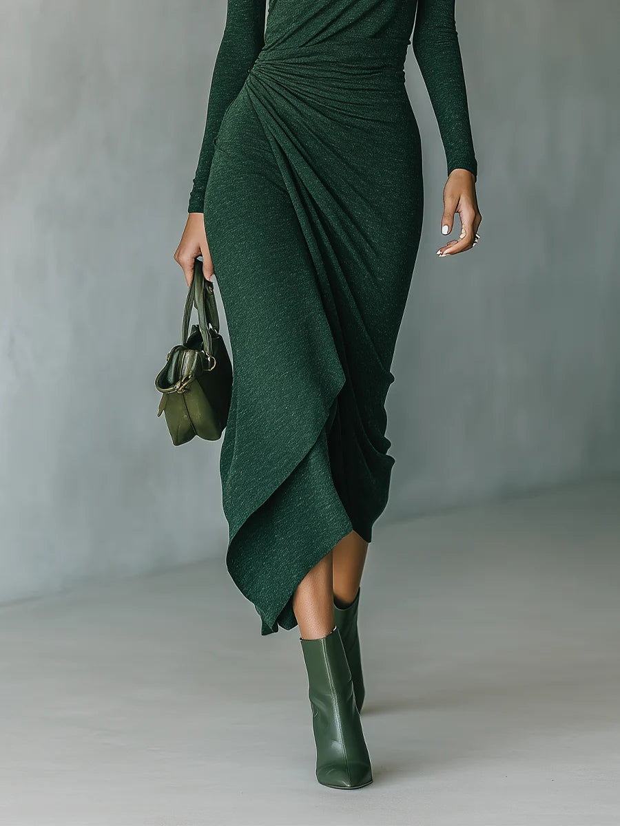 Susan™ | Asymmetrical Wrap Midi Dress