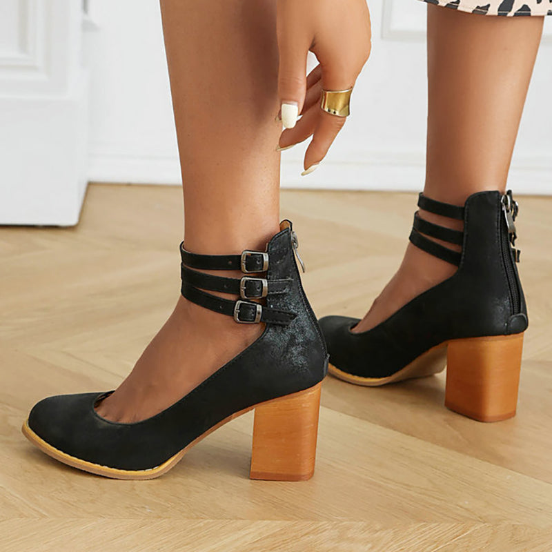 Sophia™ | Ankle Strap Chunky Heel Sandals