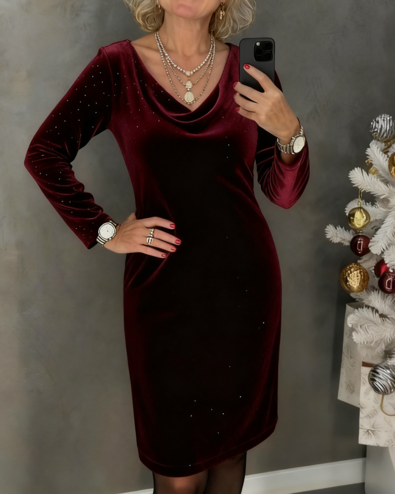 Riley™ | Shimmer Velvet Straight-Cut Dress