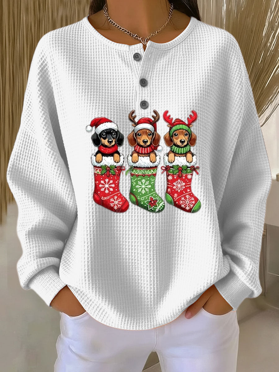 Tessa™ | Vintage-Inspired Dog Print Christmas Sweater